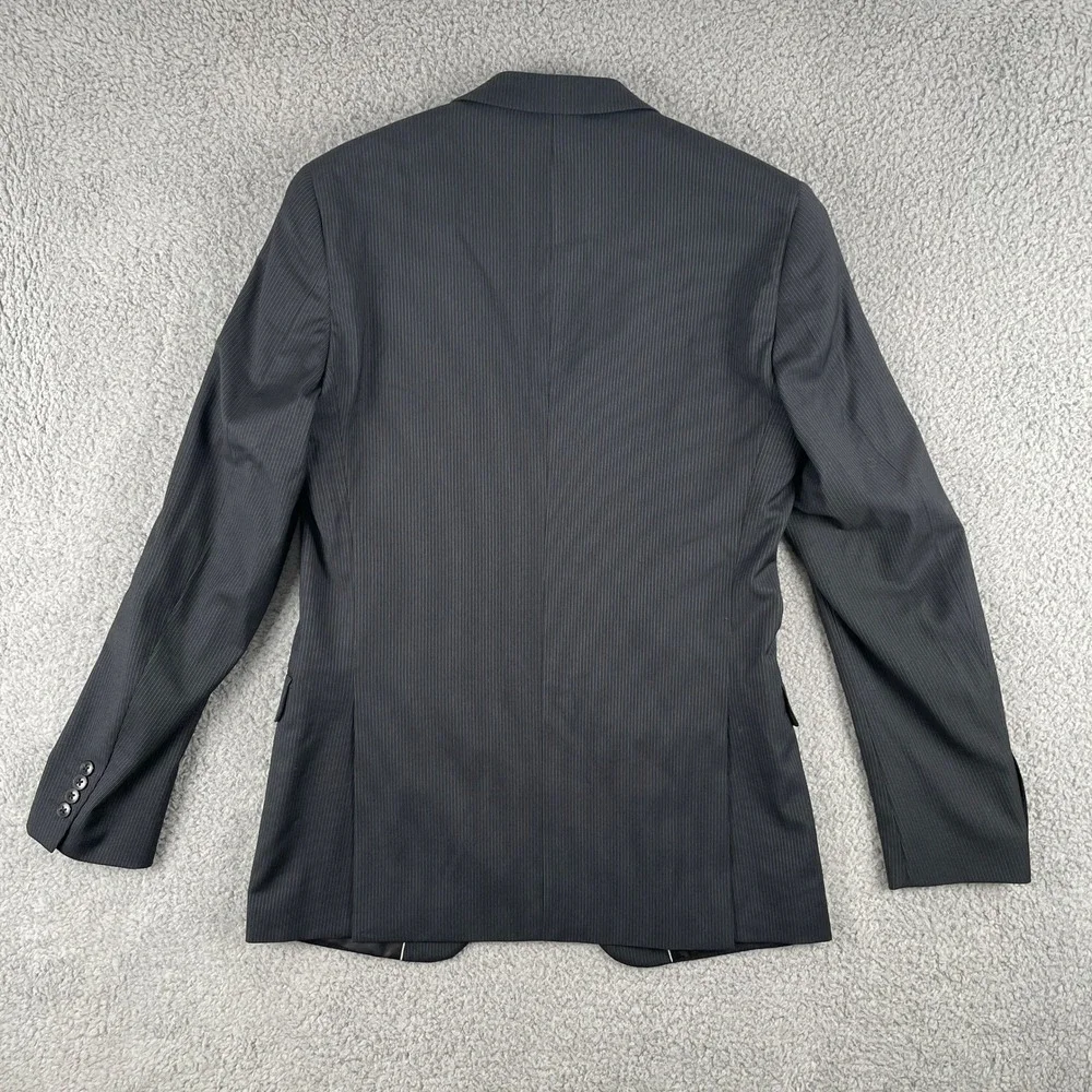 JF J Ferrar Blazer Mens 38L Gray Pinstripe Slim Fit 2 Button Suit Jacket Pockets